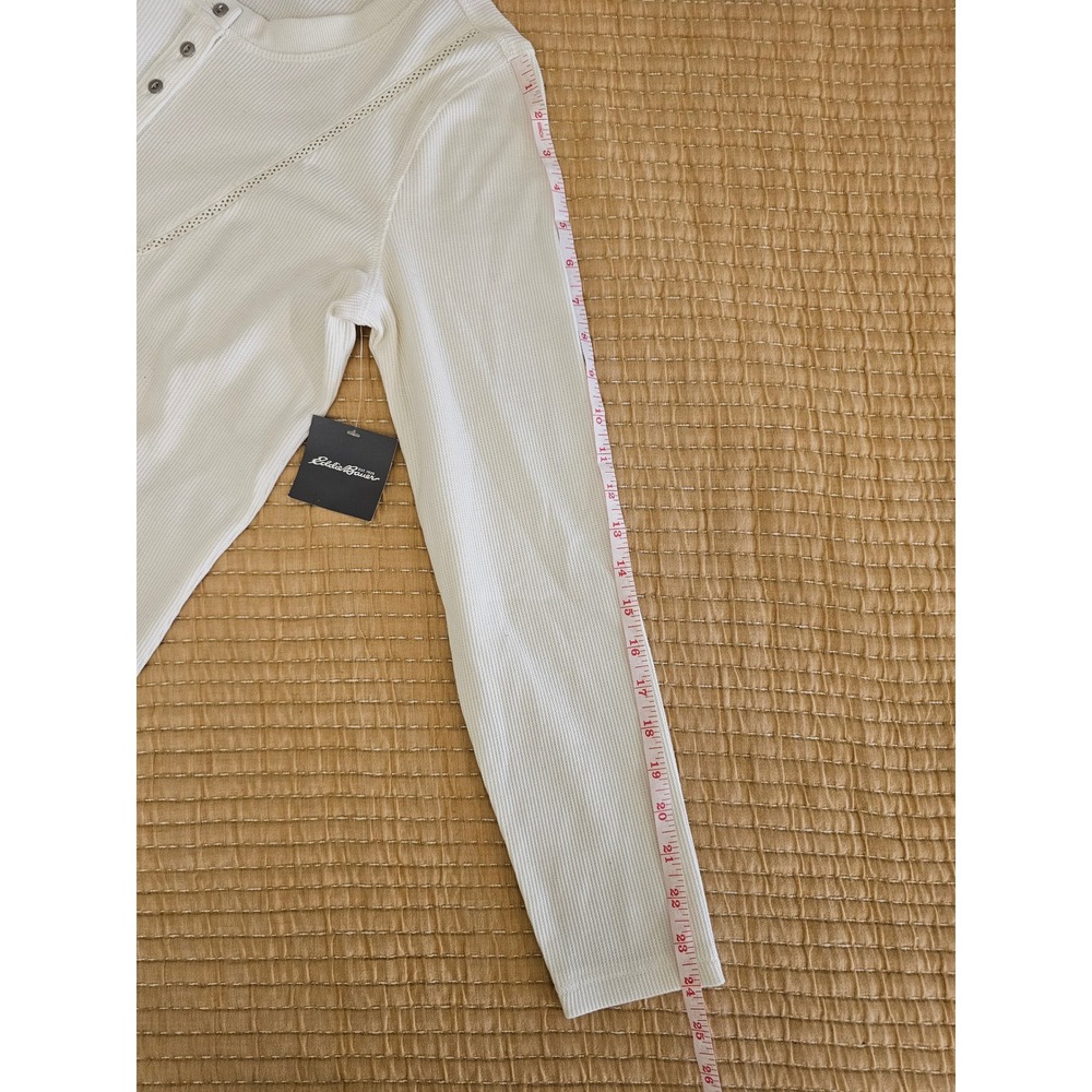 Eddie Bauer Waffle Thermal LS Henley Top Womens Medium NWT Cottagecore Gorpcore - Picture 8 of 8